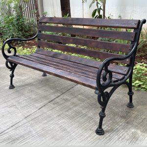 Vintage Iron & Teakwood Garden Bench